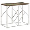 Table console argenté acier inoxydable/bois massif récupération 