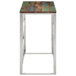 Table console argenté acier inoxydable/bois massif récupération 