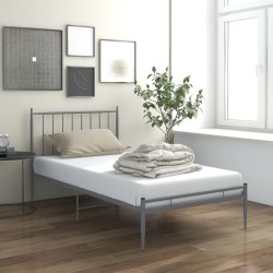 Cadre de lit sans matelas gris métal 100x200 cm 