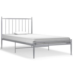 Cadre de lit sans matelas gris métal 100x200 cm 