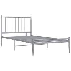 Cadre de lit sans matelas gris métal 100x200 cm 