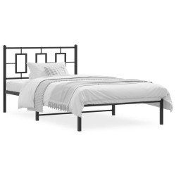Cadre de lit métal sans matelas avec tête de lit noir 107x203cm 