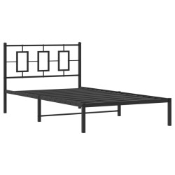 Cadre de lit métal sans matelas avec tête de lit noir 107x203cm 