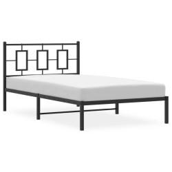 Cadre de lit métal sans matelas avec tête de lit noir 107x203cm 