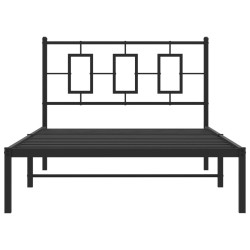 Cadre de lit métal sans matelas avec tête de lit noir 107x203cm 
