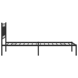 Cadre de lit métal sans matelas avec tête de lit noir 107x203cm 