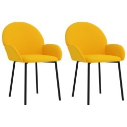 Chaises à manger lot de 2 Jaune Velours 