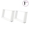 Pieds de table basse en U 2 pièces Blanc 70 x (30-31) cm Acier 