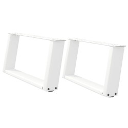 Pieds de table basse en U 2 pièces Blanc 70 x (30-31) cm Acier 