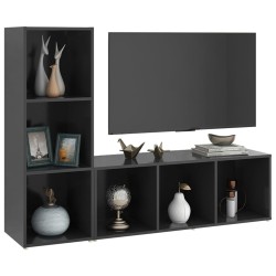 Meubles TV 2 pcs Gris 107x35x37 cm Bois d'ingénierie 