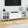 Meuble TV Blanc brillant 160x35x55 cm Bois d'ingénierie 