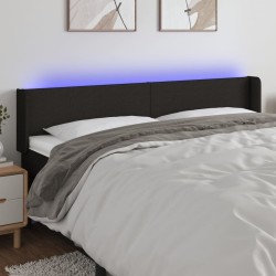 Tête de lit à LED Noir 183x16x78/88 cm Tissu 