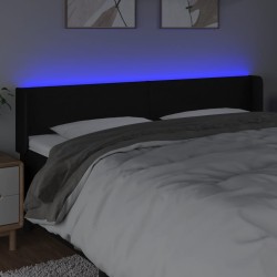 Tête de lit à LED Noir 183x16x78/88 cm Tissu 