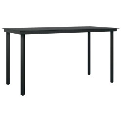 Ensemble à manger de jardin et coussins 5 pcs noir rotin verre 