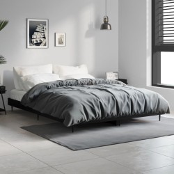 Cadre de lit sans matelas noir 135x190 cm bois d'ingénierie 
