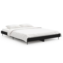 Cadre de lit sans matelas noir 135x190 cm bois d'ingénierie 
