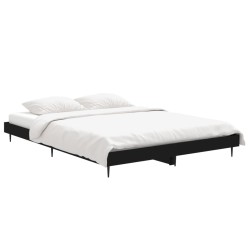 Cadre de lit sans matelas noir 135x190 cm bois d'ingénierie 