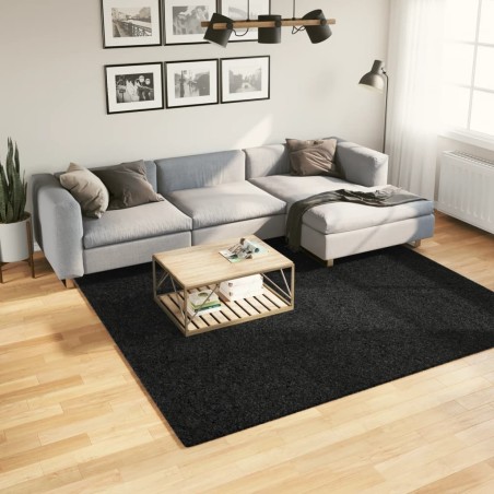 Tapis shaggy PAMPLONA poils longs moderne noir 240x240 cm 