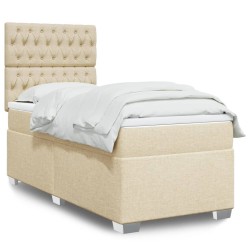 Sommier à lattes de lit avec matelas Crème 90x200 cm Tissu 