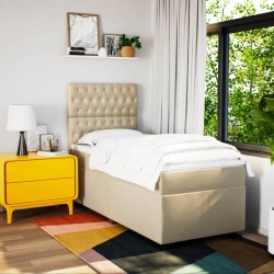 Sommier à lattes de lit avec matelas Crème 90x200 cm Tissu 