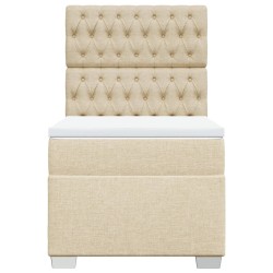 Sommier à lattes de lit avec matelas Crème 90x200 cm Tissu 