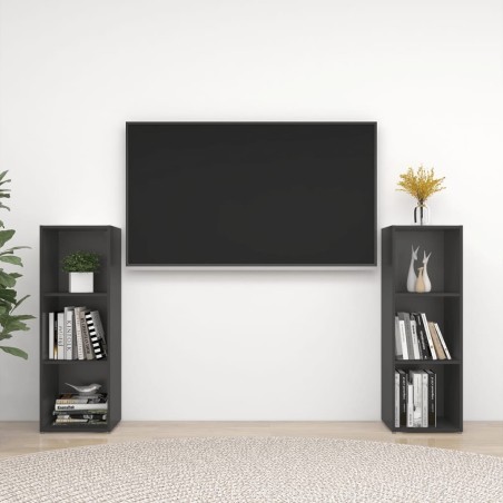 Meubles TV 2 pcs Gris 107x35x37 cm Bois d'ingénierie 