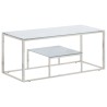 Table basse argenté acier inoxydable et verre trempé 