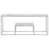 Table basse argenté acier inoxydable et verre trempé 