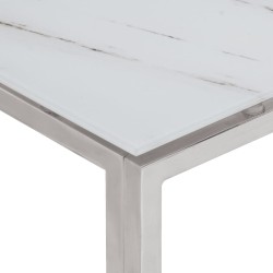Table basse argenté acier inoxydable et verre trempé 