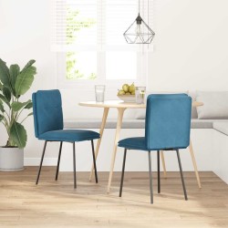 Chaises à manger lot de 2 Bleu Velours 