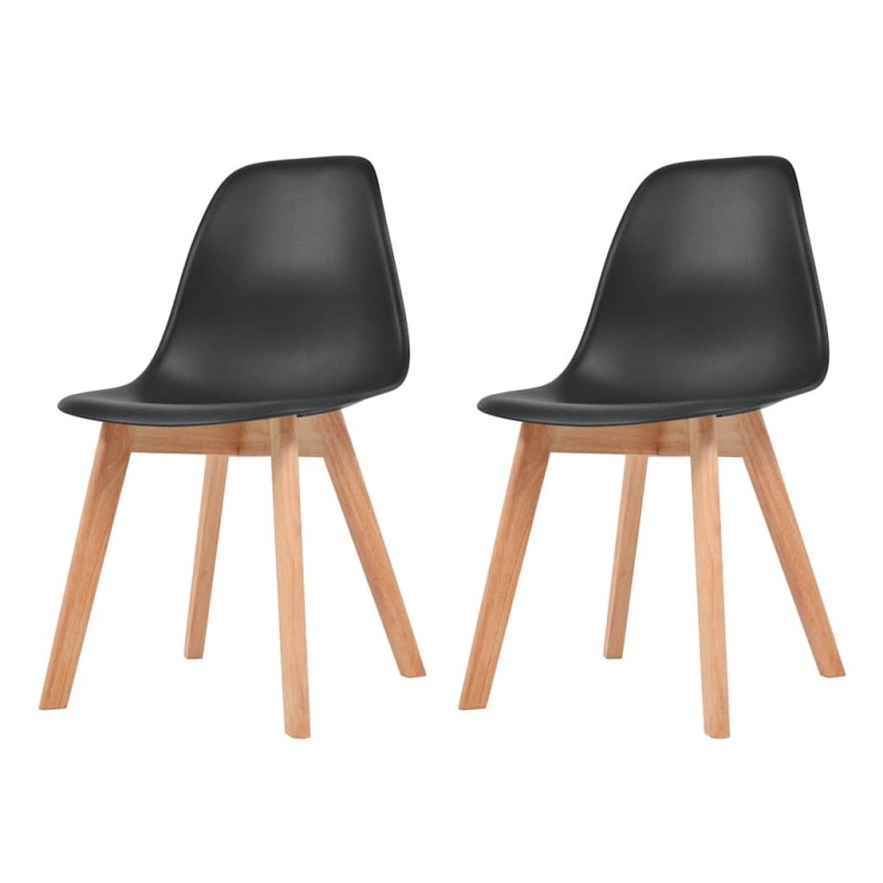 Chaises à manger lot de 2 Noir Plastique Chaises à manger lot de 2 Noir Plastique