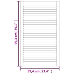 Porte d'armoire à persiennes blanc 99,3x59,4 cm pin massif 