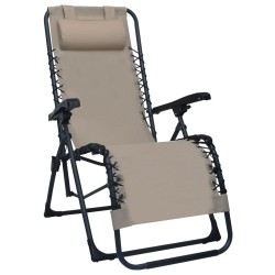 Chaise pliable de terrasse Taupe Textilène 