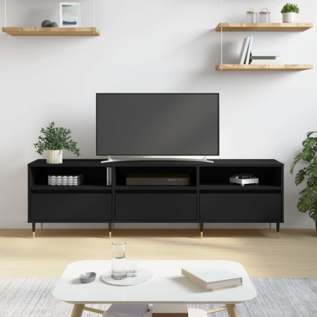 Meuble TV noir 150x30x44,5 cm bois d'ingénierie 