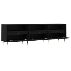 Meuble TV noir 150x30x44,5 cm bois d'ingénierie 