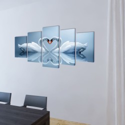 Set de toiles murales imprimées Cygnes 100 x 50 cm 