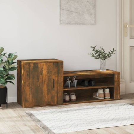 Armoire à chaussures Chêne fumé 130x35x54 cm Bois d'ingénierie 