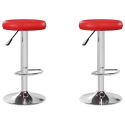 Tabourets de bar lot de 2 rouge similicuir 