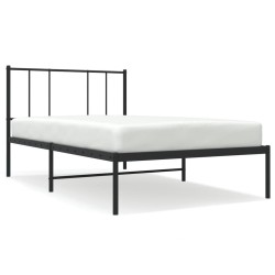 Cadre de lit métal sans matelas avec tête de lit noir 90x200 cm 