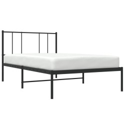 Cadre de lit métal sans matelas avec tête de lit noir 90x200 cm 