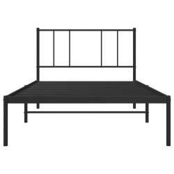 Cadre de lit métal sans matelas avec tête de lit noir 90x200 cm 