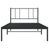 Cadre de lit métal sans matelas avec tête de lit noir 90x200 cm 