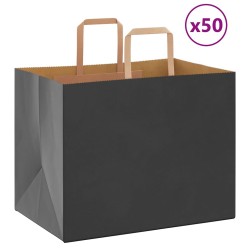 Sacs en papier 50 pcs avec poignées noir 32x22x24 cm 