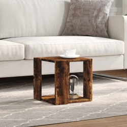 Table basse chêne fumé 32x32x30 cm bois d'ingénierie 