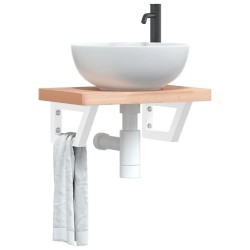 Supports d'étagères pour lavabo 2 pcs blanc trapèze acier 