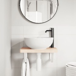 Supports d'étagères pour lavabo 2 pcs blanc trapèze acier 
