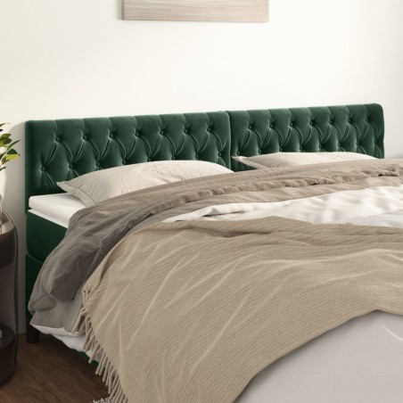 Têtes de lit 2 pcs Vert foncé 90x7x78/88 cm Velours 
