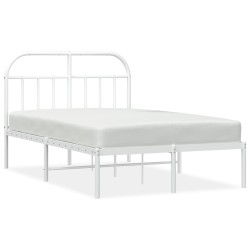 Cadre de lit métal sans matelas et tête de lit blanc 120x190 cm 