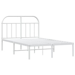 Cadre de lit métal sans matelas et tête de lit blanc 120x190 cm 