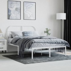 Cadre de lit métal sans matelas et tête de lit blanc 120x190 cm 